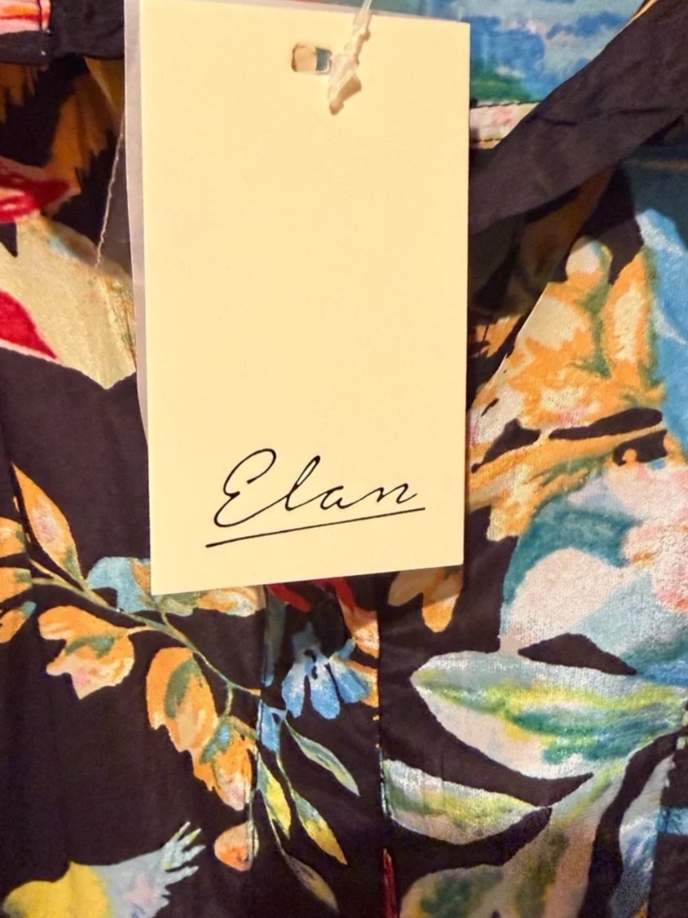 ELAN- Black Floral/Tropical Two-Piece Shirt & Shorts Set - Picture 5 of 10